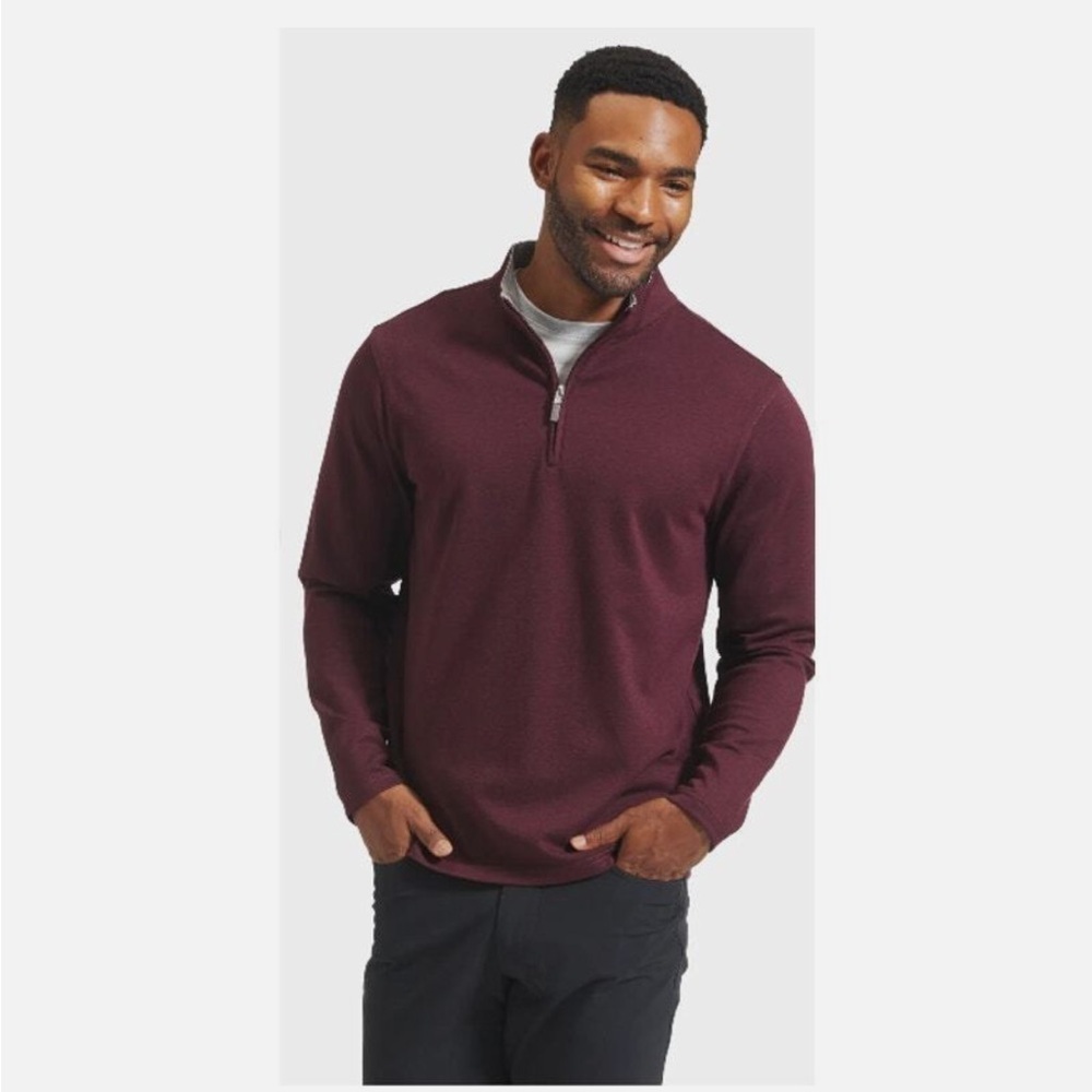 Mizzen and Main Mens Fairway Quarter Zip Pullover Performance Burgundy Sz M